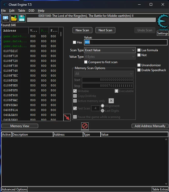 Cheat Engine: Searching for CPL&rsquo;s value in memory
